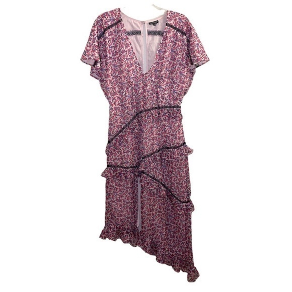 Topshop Ditsy Cluster Pink Floral Midi Dress